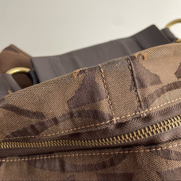 Coach Brown Canvas Big Monogram Gold Hardware Square Shoulder Bag K0773-10620 - Picture 10 of 12